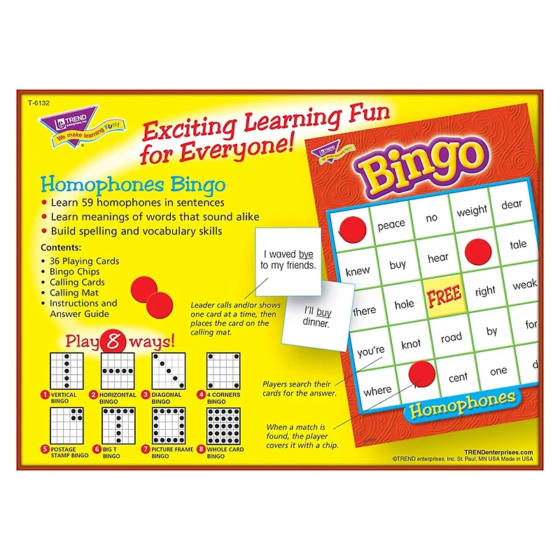 Trend Enterprises® Homophones Bingo