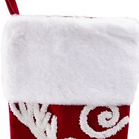 Reindeer and Snowflake Embroidered Christmas Stockings - 20" - Set of 3