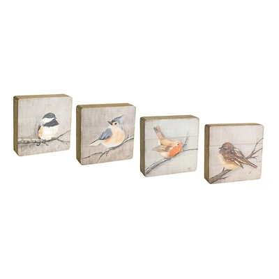 8" Bird Wooden Plaque Set