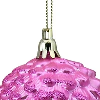 6ct. 6.5" Pink Shatterproof Glitter Pine Cone Christmas Ornaments