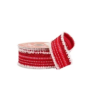 1.5" x 30ft. Red Tinsel Stripes Wired Ribbon by Celebrate It®