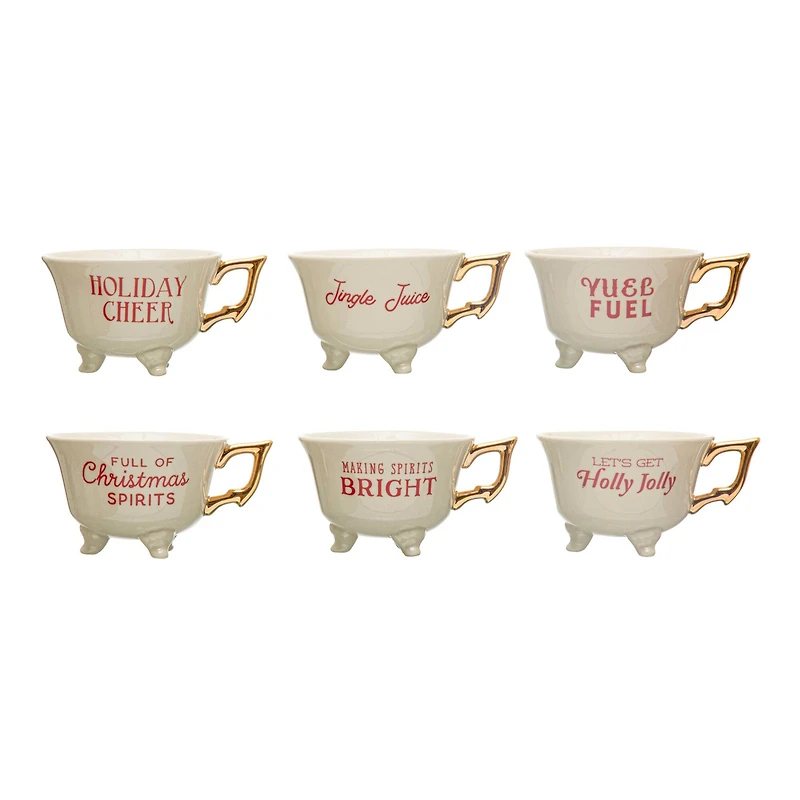 Hello Honey® 5.5" Christmas Stoneware Footed Teacup Set