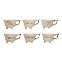 Hello Honey® 5.5" Christmas Stoneware Footed Teacup Set