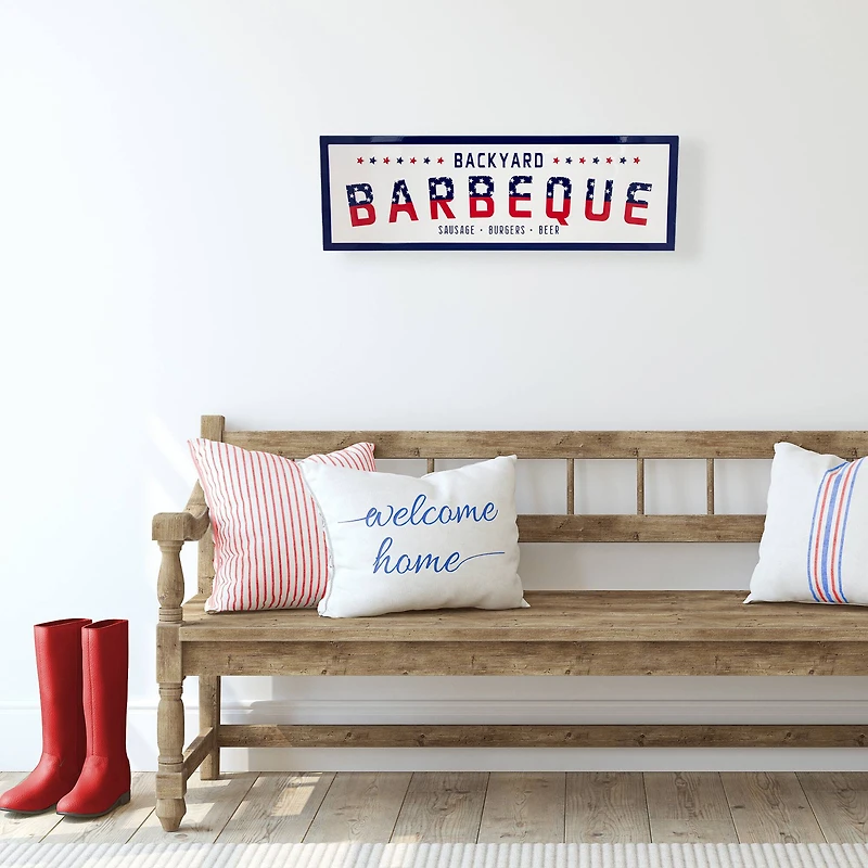 23" Backyard Barbeque Americana Metal Wall Sign
