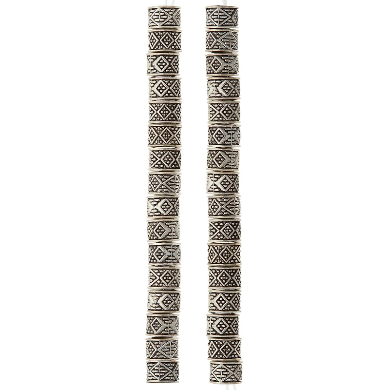 12 Pack: Silver Plated Carved Rondelle Beads, 8mm by Bead Landing™