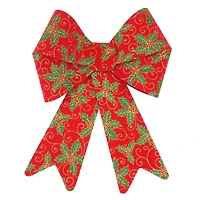 18" Red Glitter Holly Tree Bow by Celebrate It®