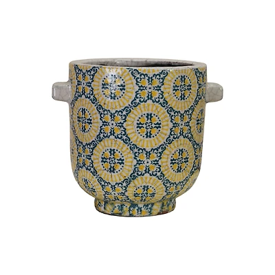 Hello Honey® 5" Footed Planter with Crackle Glaze Tile Pattern