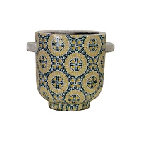 Hello Honey® 5" Footed Planter with Crackle Glaze Tile Pattern