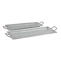 Gray Metal Farmhouse Tray Set