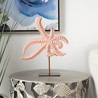 13.5" Pink Polystone Starfish Textured Sculpture with Copper Stand