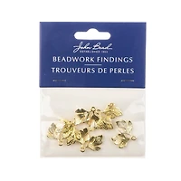 John Bead Beadwork Findings Gold Two Leaves Pendant, 6ct.