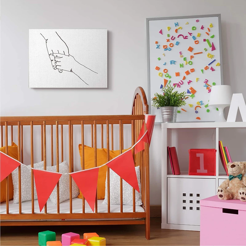 Stupell Industries Family Holding Hands Pose Minimal Linework Canvas Wall Art