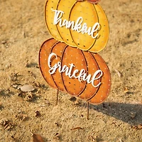 Glitzhome® 35.5" Thanksgiving Metal Stacked Pumpkins Yard Stake