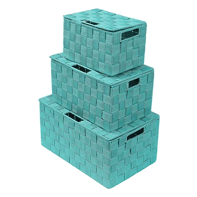 Sorbus 3-Piece Woven Basket with Lid Set