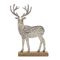 Metal Deer Silhouette with Wood Base Set