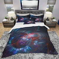 Designart 'Light Blue Fractal Flower in Dark' Modern & Contemporary Bedding Set