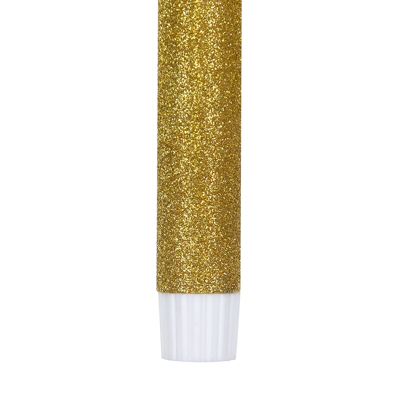 12" Gold Glittered Flameless Taper Candles, 2ct.