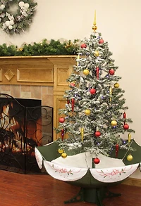 5.5ft. Pre-Lit Medium Musical Snowing Artificial Christmas Tree with Umbrella Base, Blue LED Lights