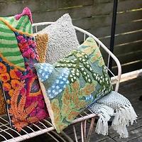 Hello Honey® 27" x 12" Botanical Embroidered & Tufted Fabric Lumbar Pillow