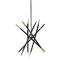 Black Metal 12 Light Chandelier with Suspension Rod 8" x 8" x 62"