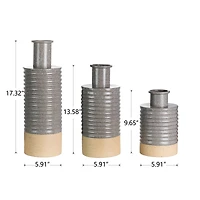 Glitzhome® Two-Tone Gray & Brown Metal Farmhouse Vase Set