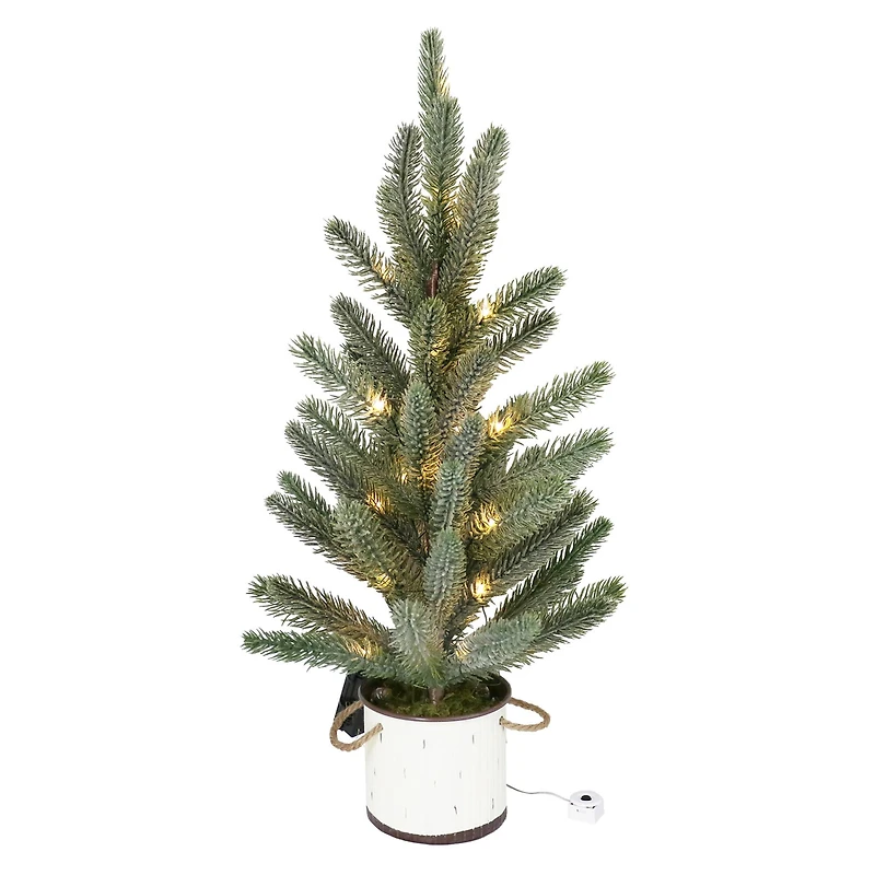 22" Pre-Lit Sugar Pine Accent Tree in Metal Bucket by Ashland®