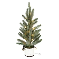22" Pre-Lit Sugar Pine Accent Tree in Metal Bucket by Ashland®