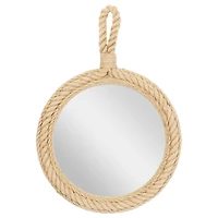 34" Tan Round Coastal Wall Mirror
