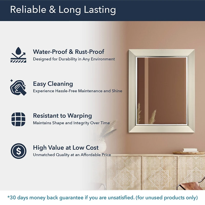 Head West 29" Brushed Nickel Frame Vanity Mirror