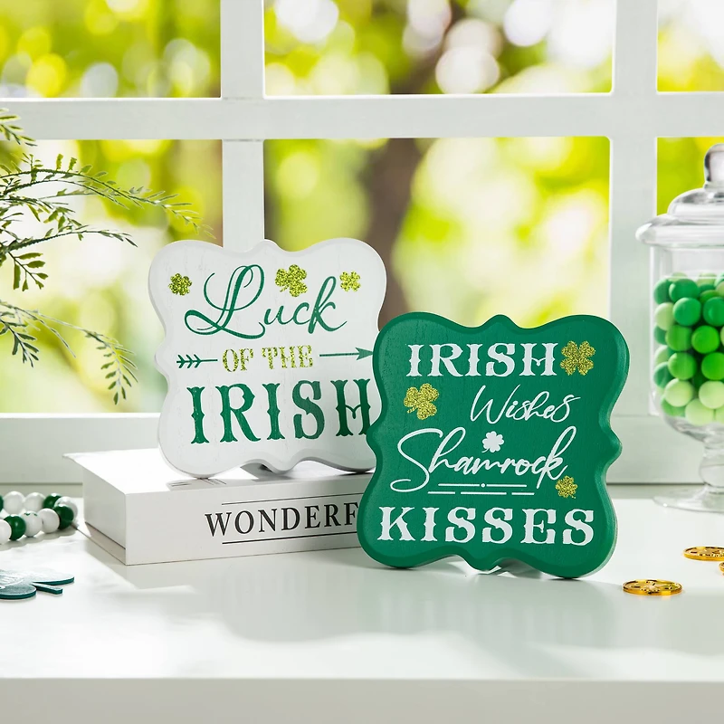 Glitzhome® St. Patrick's Wooden Table Décor Set