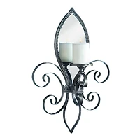 22" Mirrored Fleur-De-Lis Candle Wall Sconce