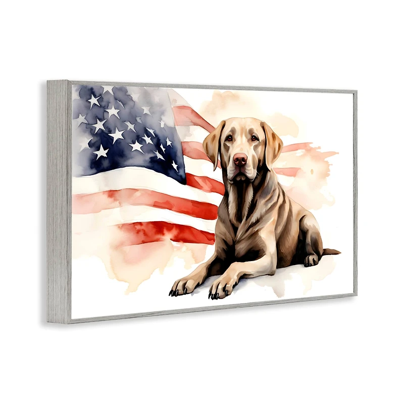 Stupell Industries Patriotic Dog with Flag Framed Giclee Art