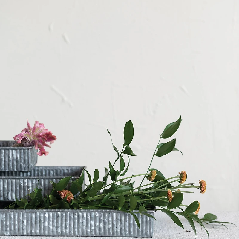 Hello Honey® Antique Galvanized Finish Decorative Metal Nesting Tray Set