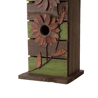 Glitzhome® Hanging 2-Tiered Distressed Wood Bird House with Flowers