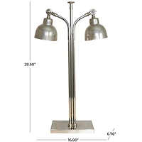 2ft. Silver Stainless Steel Desk Lamp with Dual Shades