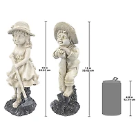 Design Toscano 13" Medium Rebecca & Samuel Young Gardener Statues Set