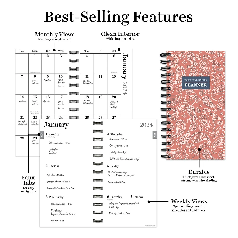 TF Publishing 2024 Planner Paisley Small Weekly Monthly Planner
