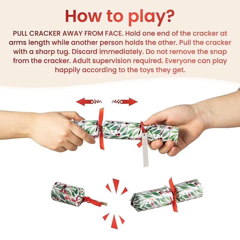 Glitzhome® 10" Christmas Holy Leaves Party Cracker with Gift Contents, 8ct.