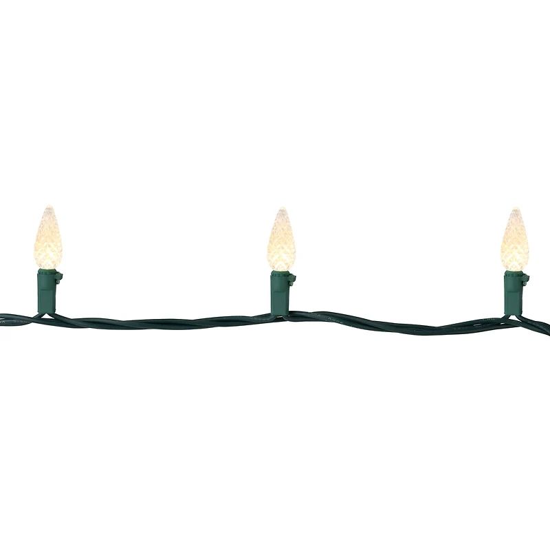 200-Count Warm White LED Faceted C6 Christmas Lights 66.25 ft Green Wire