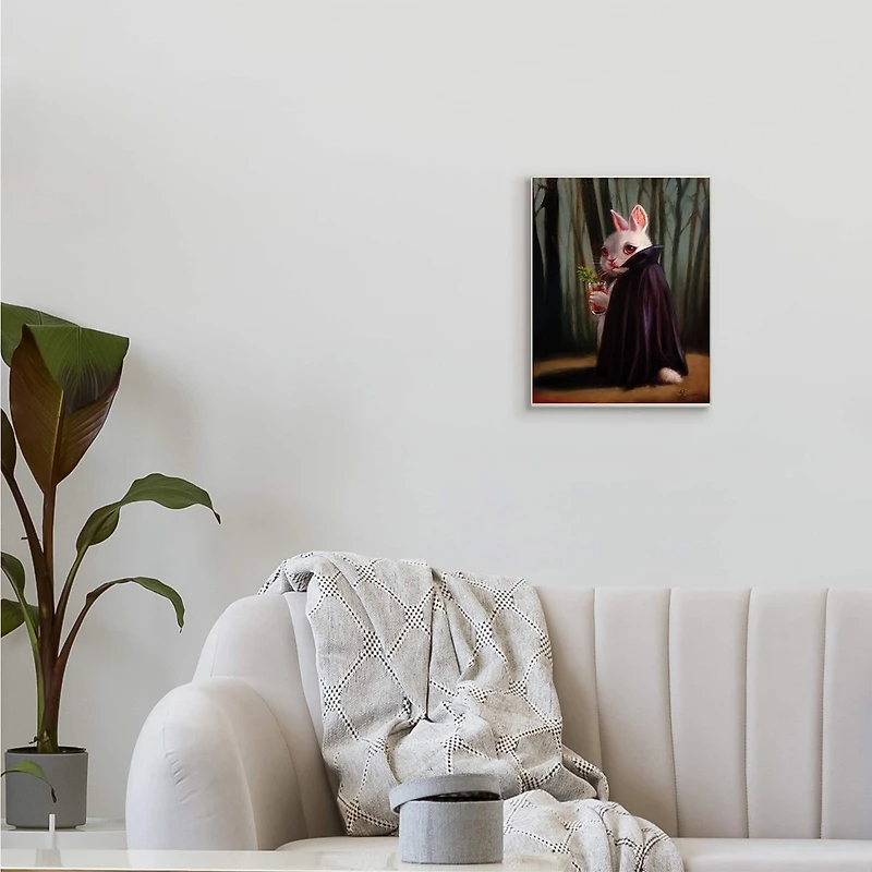 Stupell Industries Vampire Rabbit Drinking Bloody Mary Dark Forest Wood Wall Plaque