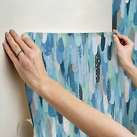 RoomMates Blue & Green Brushstroke Peel & Stick Wallpaper