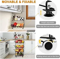 Black 5-Tier Fruit Basket Rolling Cart
