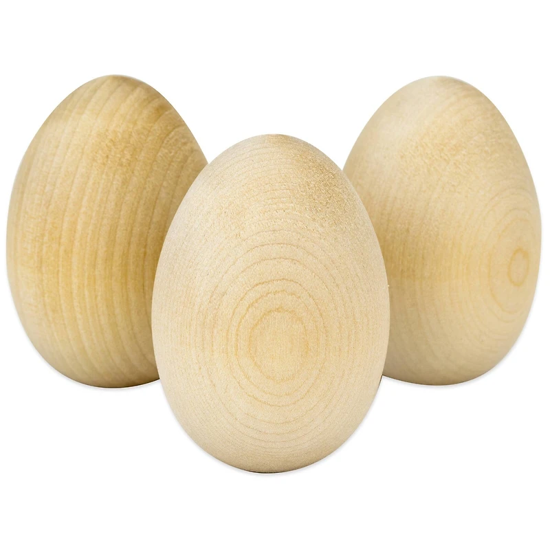 Hygloss® 2.5" Wooden Eggs, 3ct.
