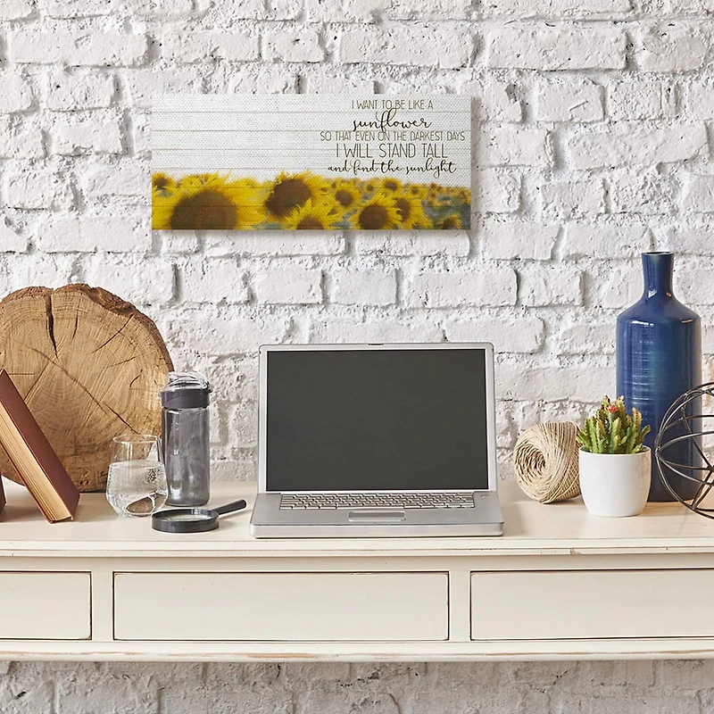Stupell Industries Be Like A Sunflower Wood Texture Inspiring Word Canvas Wall Art