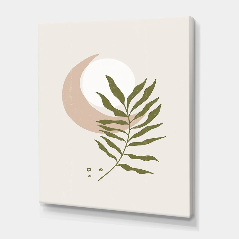 Designart - Abstract Geometrical Moon With Leaf II