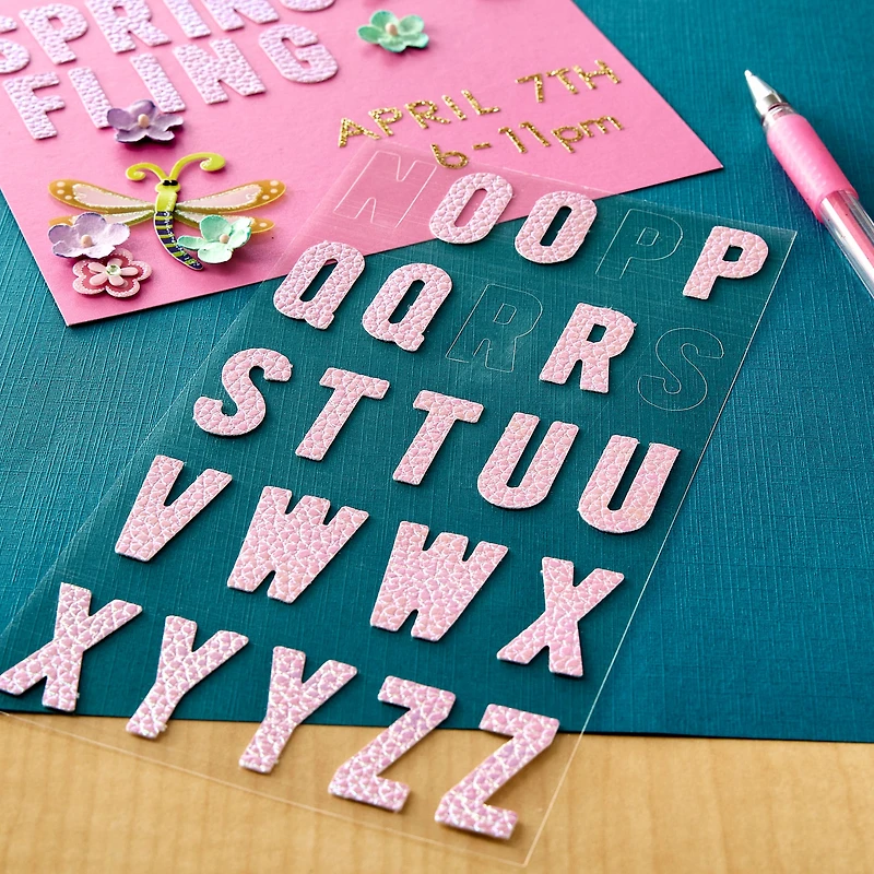 Pink Iridescent Fabric Alphabet Stickers by Recollections™