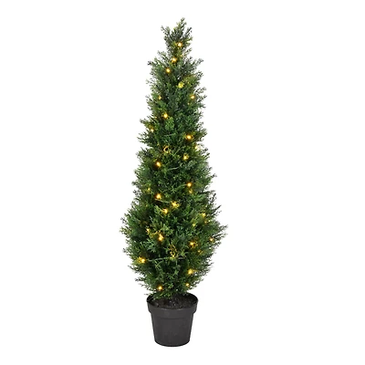 4ft. Pre-Lit Potted Cedar Tree