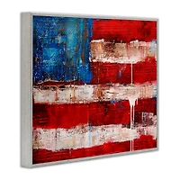 Stupell Industries Rustic United States Flag with Distressed Paint Drip Framed Giclee Art