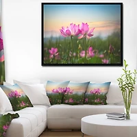 Designart - Blooming Lotus Flowers at Sunset