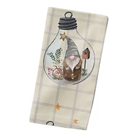 Cream & Gray Check Gnome Globe Pattern Cotton Twill Napkin